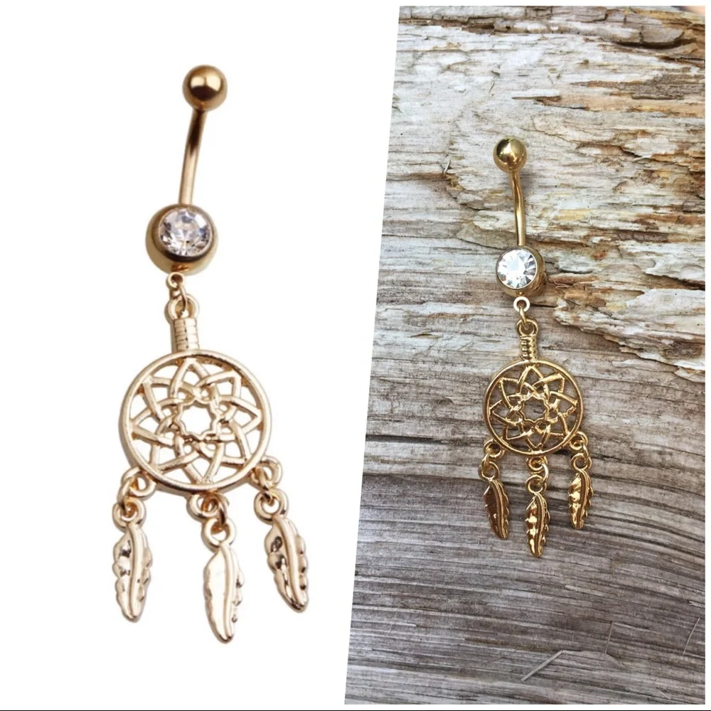 Gold Dream Cathcher Belly Button Navel‎ Ring